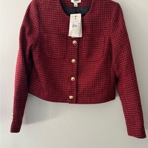 NWT RW&CO Women's Red Tweed Jacket